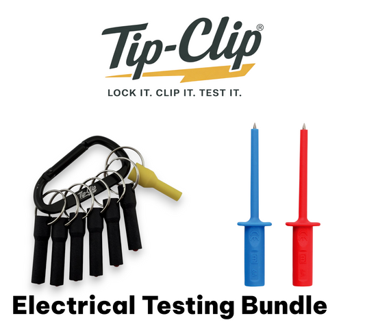Tip-Clip probe holder with Martindale TL33RD-BL probe extension tips electrical testing bundle