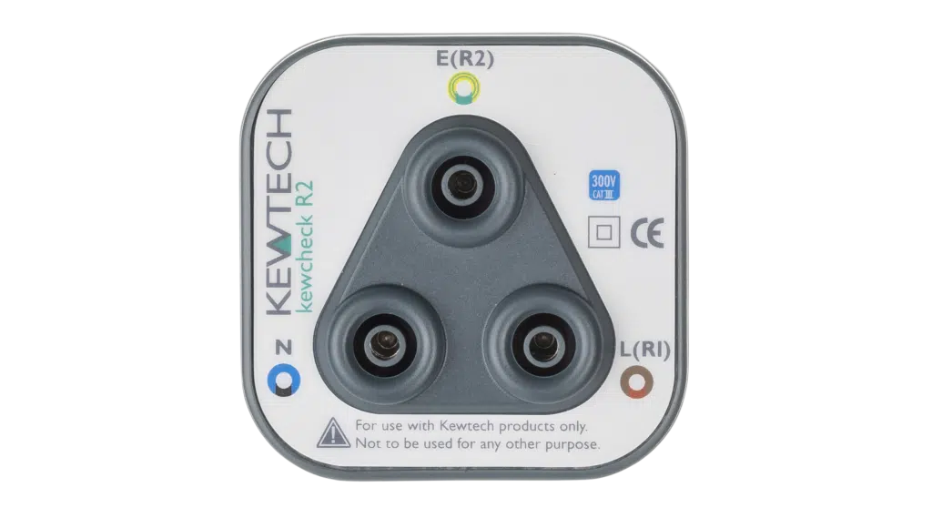 Kewtech Kewcheck R2 socket testing adapter with universal 4mm test lead connections for fast and secure electrical testing