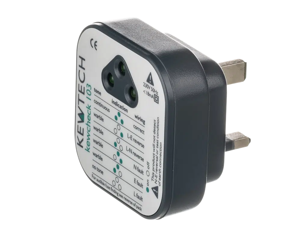 Kewtech Kewcheck 103 socket tester with LED indicators and audible tone for checking BS 1363 socket wiring