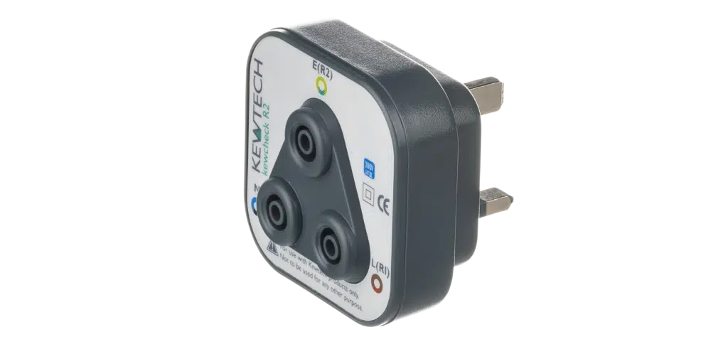 Kewtech Kewcheck R2 socket testing adapter with 4mm test lead connections for fast and secure electrical testing