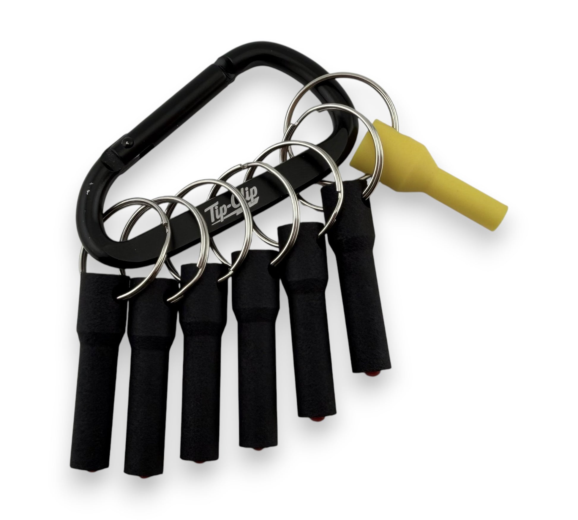 Tip-Clip test probe holder keyring holding electrical test probes for electricians