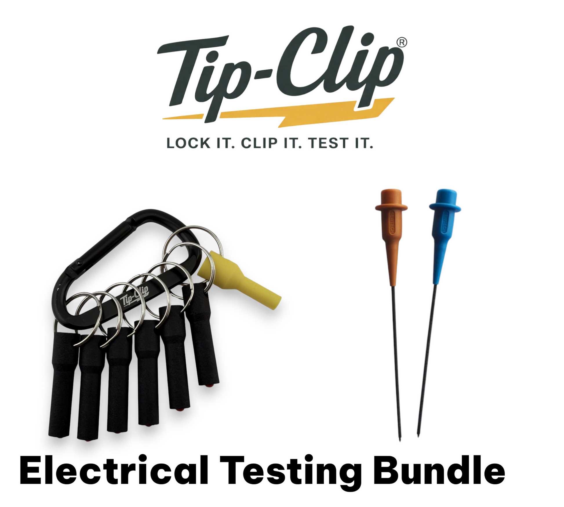 Tip-Clip probe holder with Kewtech KTLP10 long reach test probes electrical testing bundle