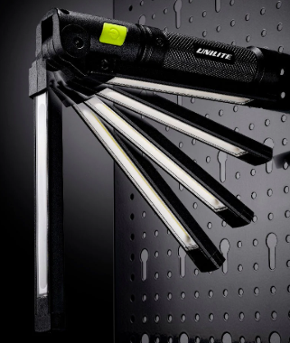 Unilite IL-925R USB rechargeable LED inspection light with folding head for EICRs, consumer unit inspections and electrical fault finding.